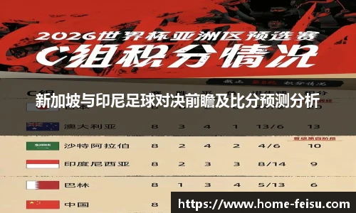 新加坡与印尼足球对决前瞻及比分预测分析